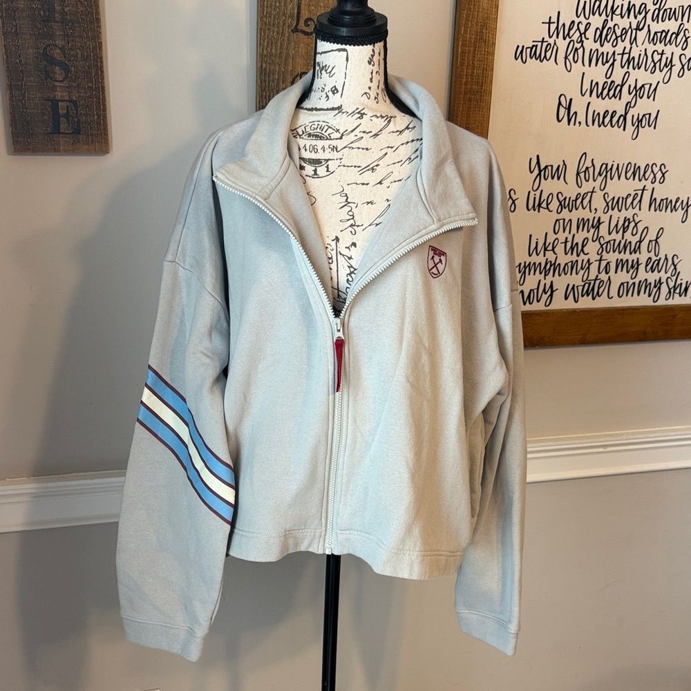 West Ham United London Light Gray Cropped Varsity Jacket